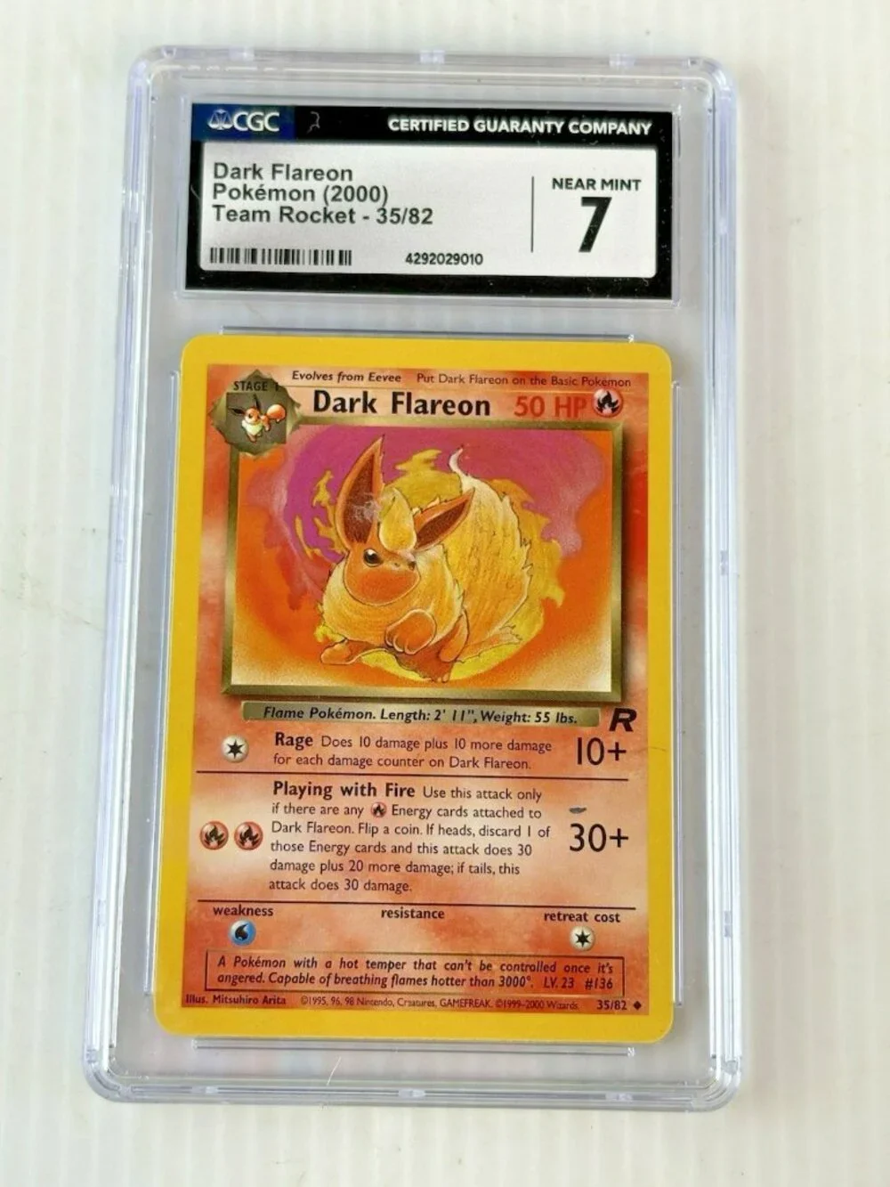 DARK FLAREON 2000 POKEMON TEAM ROCKET UNCOMMON 35/82 CGC 7